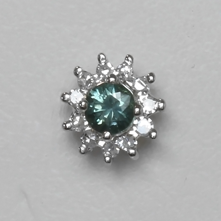 Green Montana Sapphire & Diamond Flower 14kt Gold Earrings